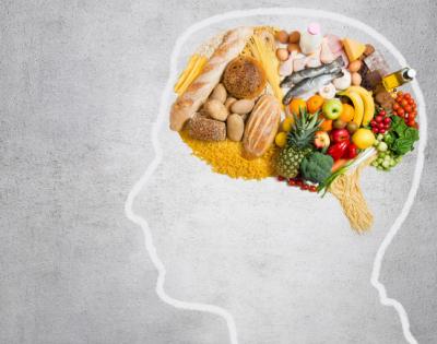 Illustration of healthy food as a human brain