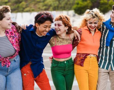 Group of teens hanging out. 