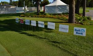 Hole signs display 2019 Bobcat ND Open sponsors
