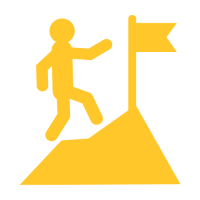 icon of person successfully climbing a mountain