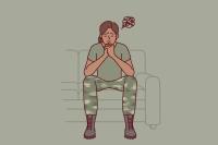 Military Woman Sitting Down